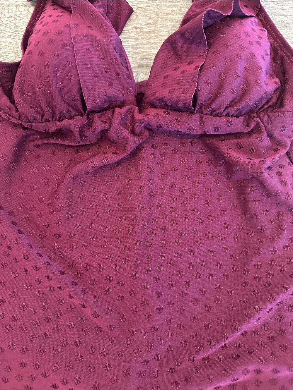 Robin Piccone Raspberry Ruffled V-Neck Tankini Set - Picture 4 of 8